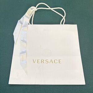 Versace white  paper Bag with ribbon